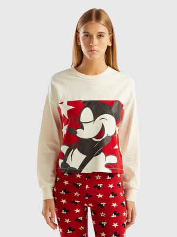 Benetton Pyjamaoberteil in Creme/ Rot