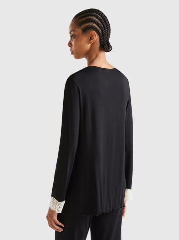 Benetton Bluse in Schwarz/ Weiß