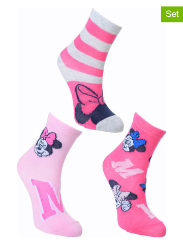 Disney Minnie Mouse 3er-Set: Socken "Minnie" in Rosa/ Pink/ Weiß