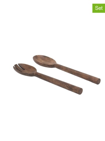 houseproud 2tlg. Salatbesteck-Set "Grip" in Braun - (L)28 cm