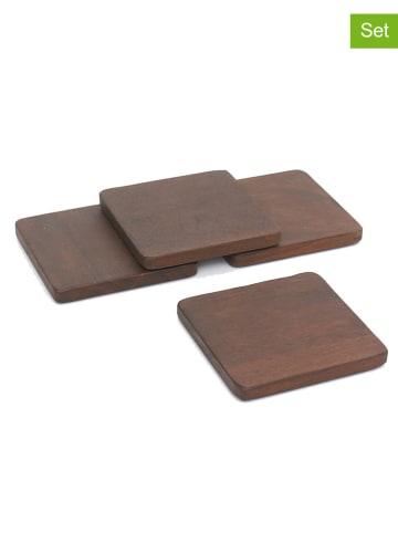 houseproud 4er-Set: Untersetzer "Timber Mates" in Braun - (L)10 x (B)10 cm