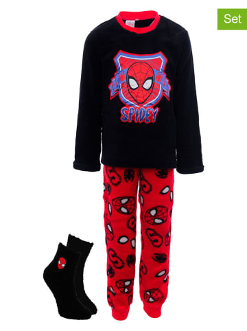 Spiderman 2tlg. Set: Pyjama und Socken "Spiderman" in Schwarz/ Rot