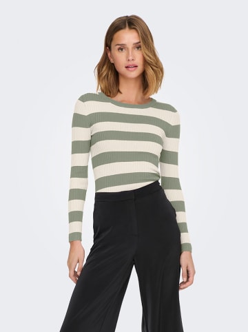 JDY Pullover "Plum" in Oliv/ Creme