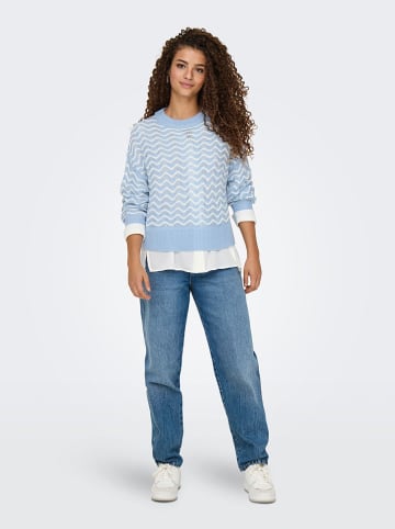 JDY Pullover "Rita" in Hellblau/ Weiß