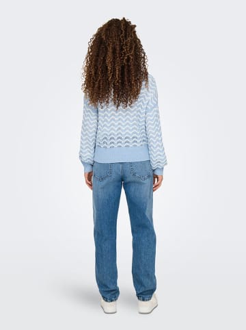 JDY Pullover "Rita" in Hellblau/ Weiß
