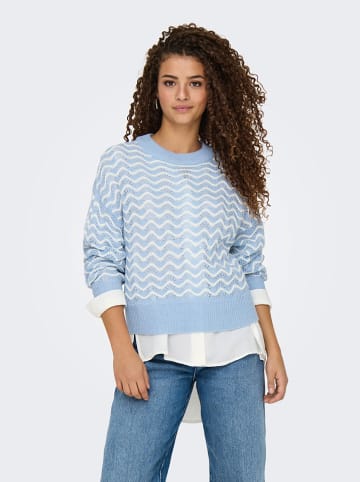 JDY Pullover "Rita" in Hellblau/ Weiß