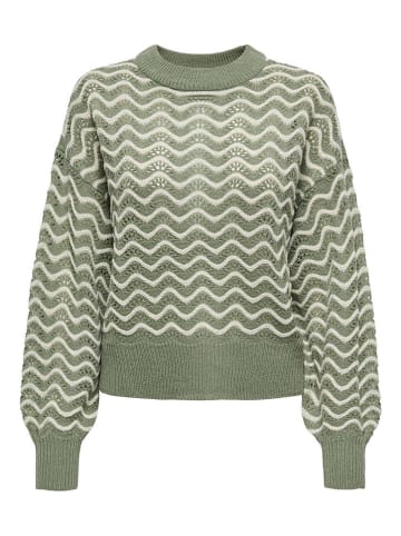 JDY Pullover "Rita" in Grün/ Creme