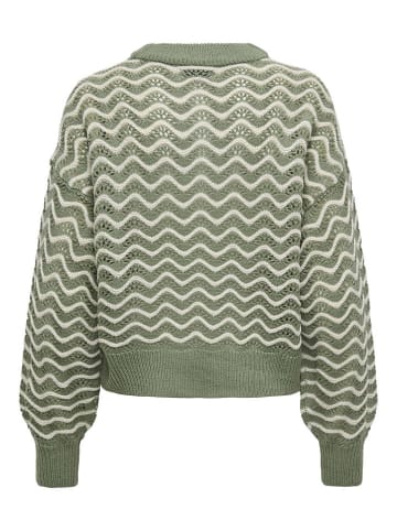 JDY Pullover "Rita" in Grün/ Creme