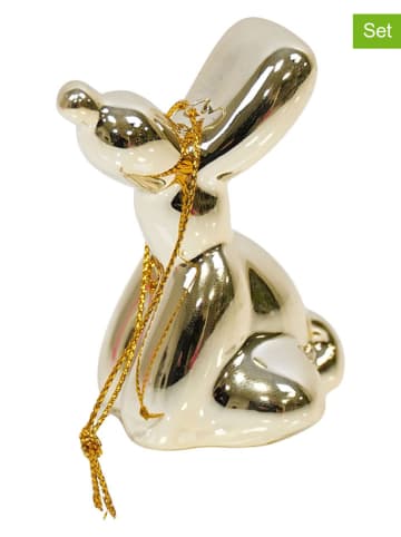 HouseVitamin 2-delige set: kerstballen "Balloon Dog" goudkleurig - (L)6,5 x (B)5,5 cm
