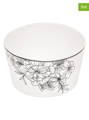 HouseVitamin 2er-Set: Schalen ''Les Fleurs'' in Weiß/ Schwarz - Ø 9 cm