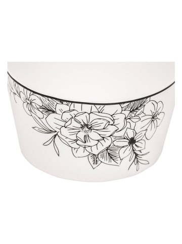 HouseVitamin 2-delige set: kommen "Les Fleurs'' wit/zwart - Ø 9 cm
