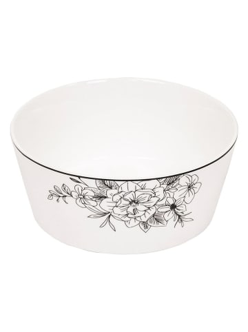 HouseVitamin Kom "Les Fleurs" wit/zwart - (H)6 x Ø 14,5 cm