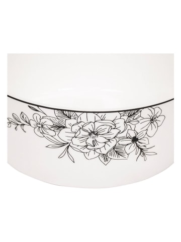 HouseVitamin Kom "Les Fleurs" wit/zwart - (H)6 x Ø 14,5 cm