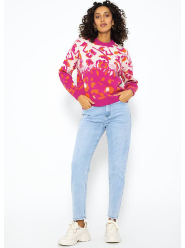 SASSYCLASSY Pullover in Pink/ Weiß/ Orange