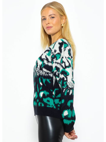 SASSYCLASSY Pullover in Schwarz/ Weiß/ Grün