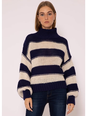 SASSYCLASSY Pullover in Dunkelblau/ Beige