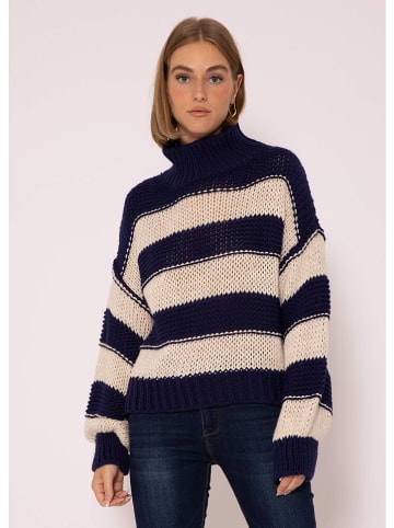 SASSYCLASSY Pullover in Dunkelblau/ Beige