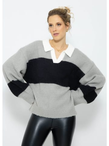 SASSYCLASSY Pullover in Grau/ Schwarz
