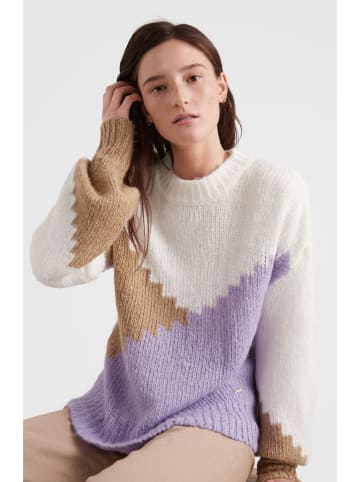 O'Neill Sweter "Colourblock" w kolorze fioletowo-beżowo-białym