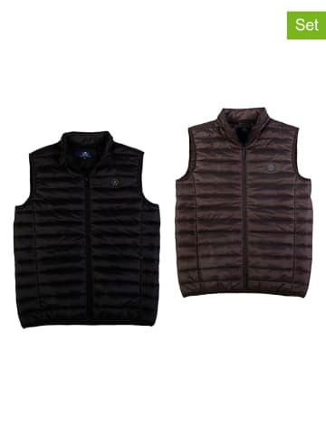 The Time of Bocha 2-delige set: doorgestikte bodywarmers grijs/zwart