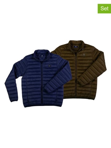 The Time of Bocha 2-delige set: doorgestikte jassen blauw/kaki