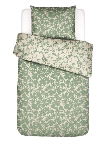 Essenza Komplet pościeli satynowej "Sora" w kolorze kremowo-zielonym