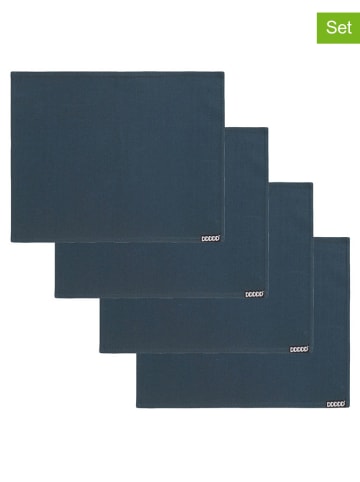 DDDDD 4-delige set: placemats donkerblauw - (L)45 x (B)35 cm