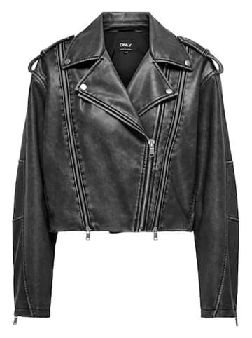 ONLY Kunstlederjacke in Schwarz