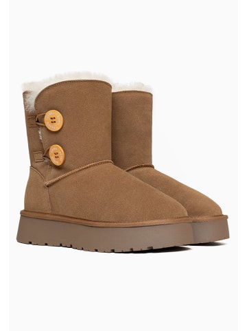 Gooce Leder-Winterboots "Hubbard" in Hellbraun