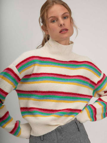 Josephine & Co Sweter "Sverre" w kolorze kremowo-zielono-czerwonym