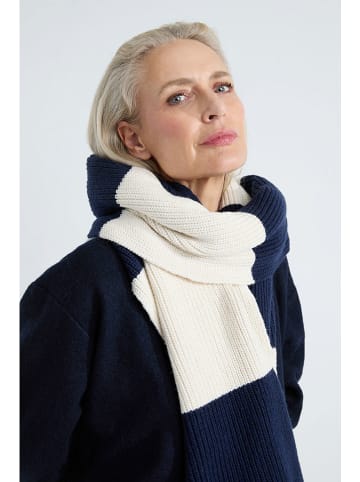Josephine & Co Sjaal "Anoek" wit/donkerblauw - (L)216 x (B)36 cm