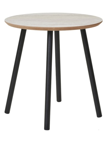 House Nordic Bijzettafel "Aalst" beige/zwart - (H)40 x Ø 40 cm