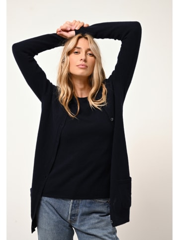 Just Cashmere Kasjmieren vest "Chelsea" donkerblauw