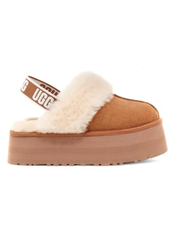 UGG Skórzane kapcie "Funkette" w kolorze jasnobrązowym