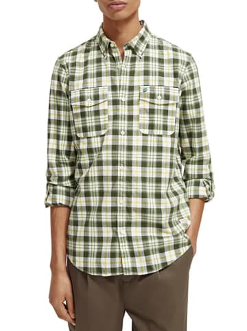 Scotch & Soda Koszula w kolorze ciemnozielono-białym