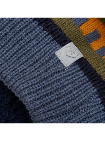 Color Kids Bommelmütze in Dunkelblau/ Khaki/ Orange