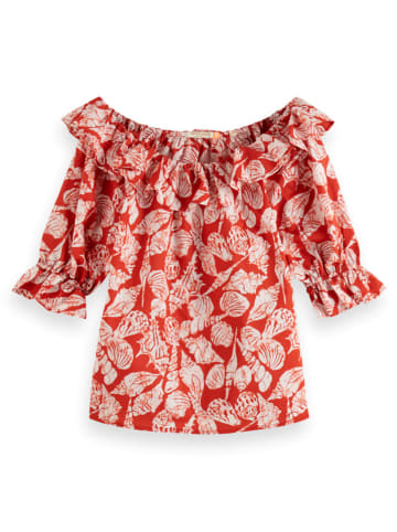 Scotch & Soda Blouse roodbruin/wit