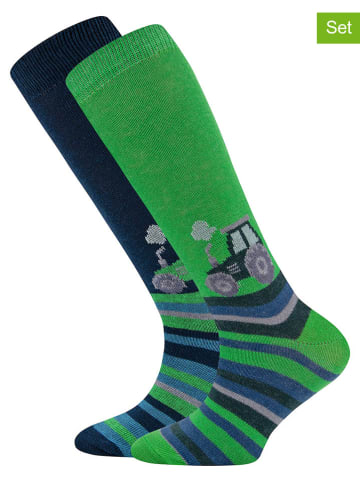 ewers 2-delige set: kniekousen "Trecker" donkerblauw/groen
