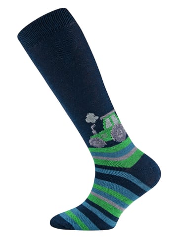 ewers 2-delige set: kniekousen "Trecker" donkerblauw/groen
