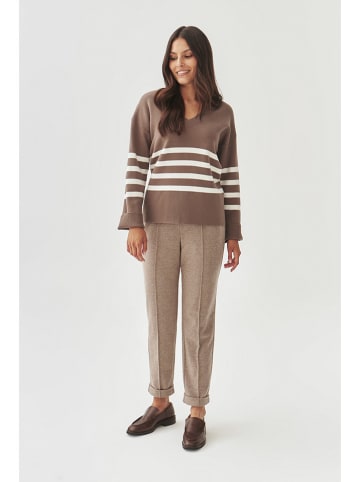 TATUUM Pullover in Hellbraun/ Weiß