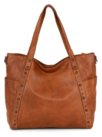 Just B Different Leder-Schultertasche "Nomaglio" in Hellbraun - (B)33 x (H)29 x (T)13 cm