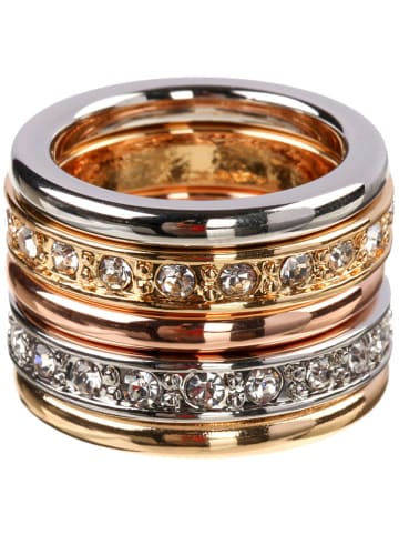 LA CHIQUITA Vergold./ Rosévergold. Ring mit Kristallen