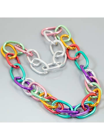 LA CHIQUITA Versilb. Halskette mit Schmuckelementen - (L)70 cm