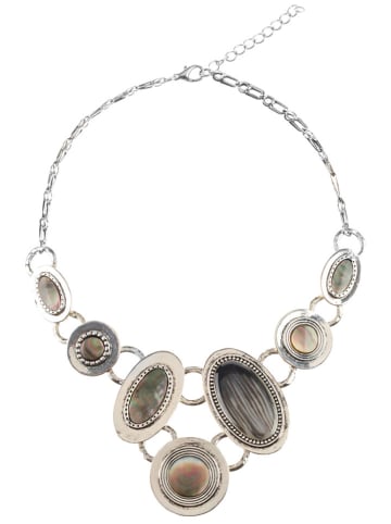 MENTHE À L'O Posrebrzany naszyjnik z elementami ozdobnymi - dł. 45 cm