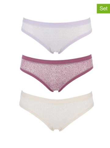 COTONELLA 3-delige set: slips crème/paars