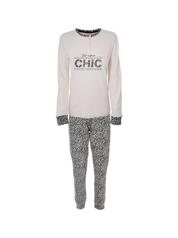 COTONELLA Pyjama in Creme/ Schwarz