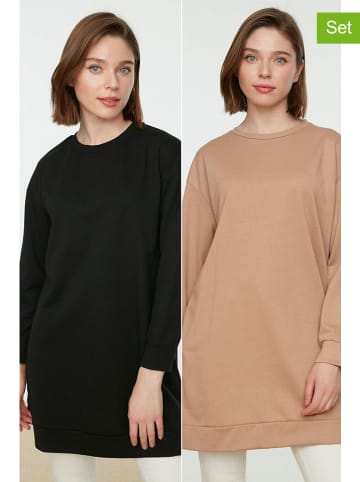 trendyol 2er-Set: Sweatshirts in Schwarz/ Hellbraun