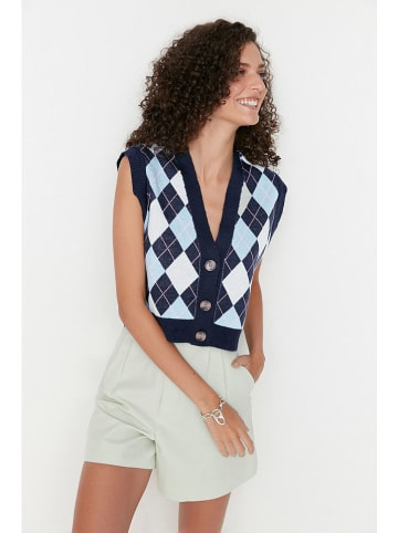 trendyol Strickweste in Dunkelblau/ Hellblau