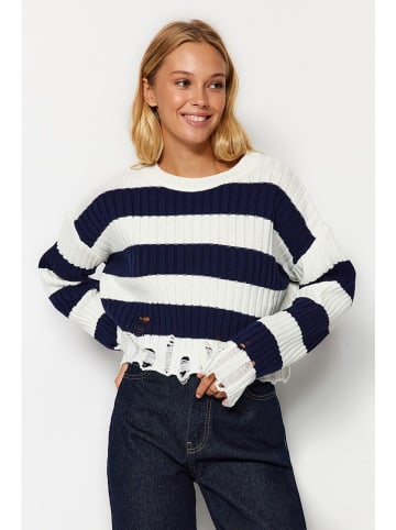trendyol Sweter w kolorze granatowo-białym