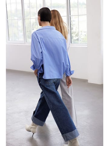 trendyol Bluse in Blau/ Weiß
